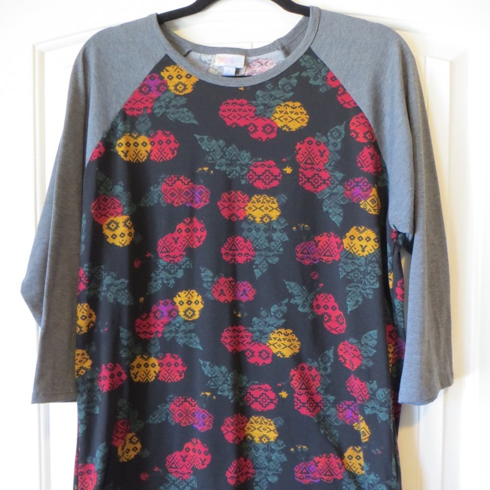 LuLaRoe Randy Black Background Jewel Tones XL